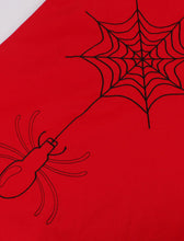 Load image into Gallery viewer, Red Halloween Spider Embroidery Cap Sleeve 1950S Swing Dress