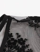 Load image into Gallery viewer, Black Semi Sheer Flower Embroidered 1950s Vintage Dress
