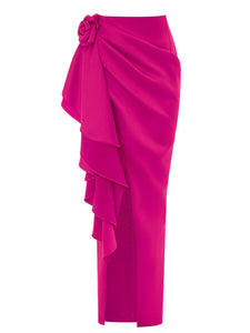 Rose One Shoulder Flower Swimsuit With Bathing Suit Warp Skirt