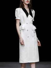 Load image into Gallery viewer, White V Neck Short Sleeve 1940S Bodycon Vintage Dress