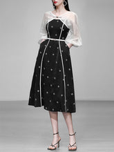 Load image into Gallery viewer, 2PS White 1950S Vintage Cape And Spaghetti Strap Flower Swing Dress Suit