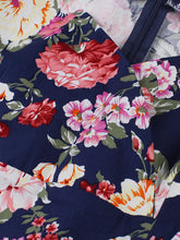 Load image into Gallery viewer, Navy Sweet Heart Floral Print 1950S Vintage Dress