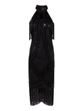 Load image into Gallery viewer, Apricot Cold Shoulder Gatsby Glitter Fringe 1920s Flapper Dress