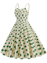 Load image into Gallery viewer, Green Polka Dots Vintage Strap Backless 1950S Vintage Dress