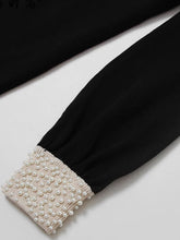 Load image into Gallery viewer, Handmade Pearl Hepburn Style Knitted Little Black Dress