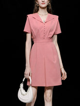 Load image into Gallery viewer, Pink Sailor Style Fake Two Piece Design 1950S Vintage Dress