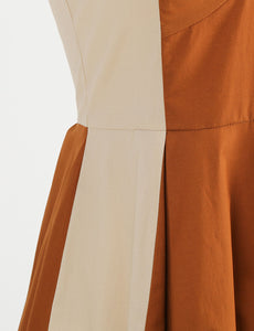Brown Two-tone Colorblock Vintage Dress Inspired by Mrs.Maisel