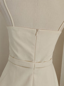 Apricot Embroidered Spaghetti Strap Vintage Dress