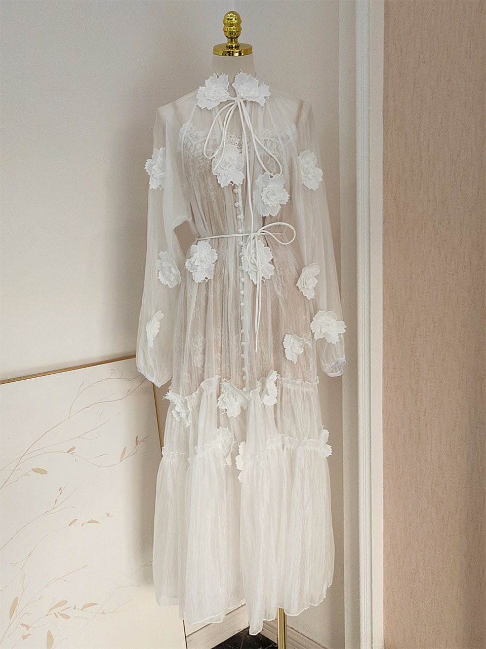 White Lace Flower Long Sleeve Swing Dress Jolly Vintage White Lace Flower Long Sleeve Swing Dress Jolly Vintage