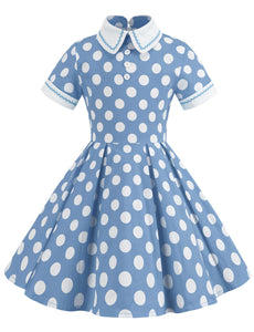 Kids Little Girls' Dress Polka Dots Peter Pan Collar 1950S Dress With Pockets