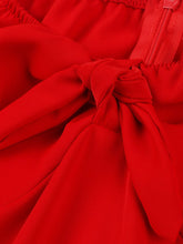 Load image into Gallery viewer, Red Off Shoulder Short Sleeve Vintage Swing Dress