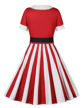 Load image into Gallery viewer, Christmas Red and White 1950S Vintage Swing Dress