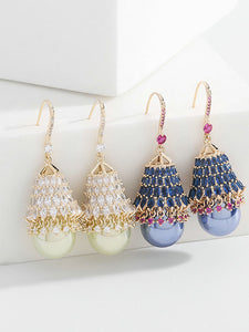 Palace Luxury ear hook Zzircon Pearl Handicraft Earrings
