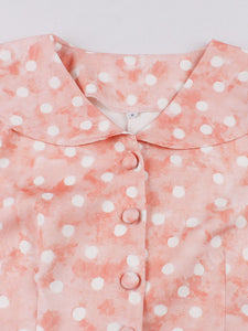 Pink Peter Pan Collar Polka Dots 1950s Vintage Swing Dress