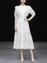 Load image into Gallery viewer, White Lace Ruffled Fairy Dress Wedding 1950S dress
