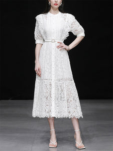 White Lace Ruffled Fairy Dress Wedding 1950S dress