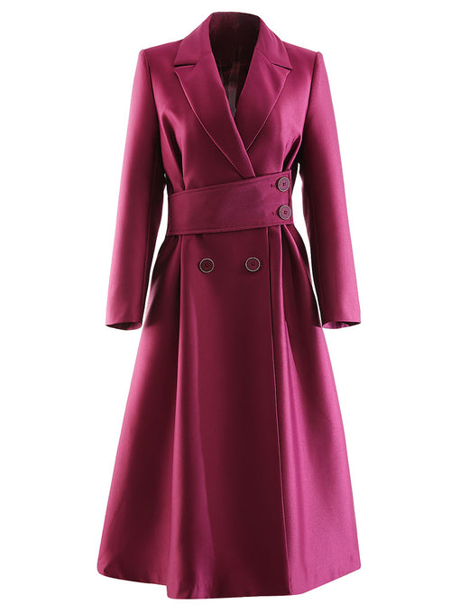 Purple V Neck Long Sleeve  1950S Vintage Dress Coat