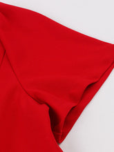 Load image into Gallery viewer, Red V Neck Short Sleeve Vintage Swing Dress With Belt