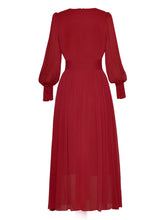 Load image into Gallery viewer, Red Lantern Flowers Long Sleeve Romantic Chiffon Dress