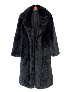 Faux Fur Coat Women V Neck Long Sleeve Maxi Winter Coat