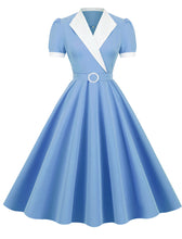 Load image into Gallery viewer, Yellow V Neck Short Sleeve Swing Vintage 1950S Dress With Belt