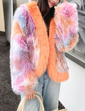 Load image into Gallery viewer, Orange Long Sleeve Faux Fur Jacket For Women