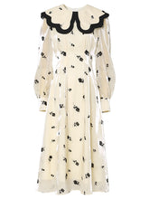 Load image into Gallery viewer, Yellow Floral Print Long Sleeve 1950S Mermaid Vintage Dress