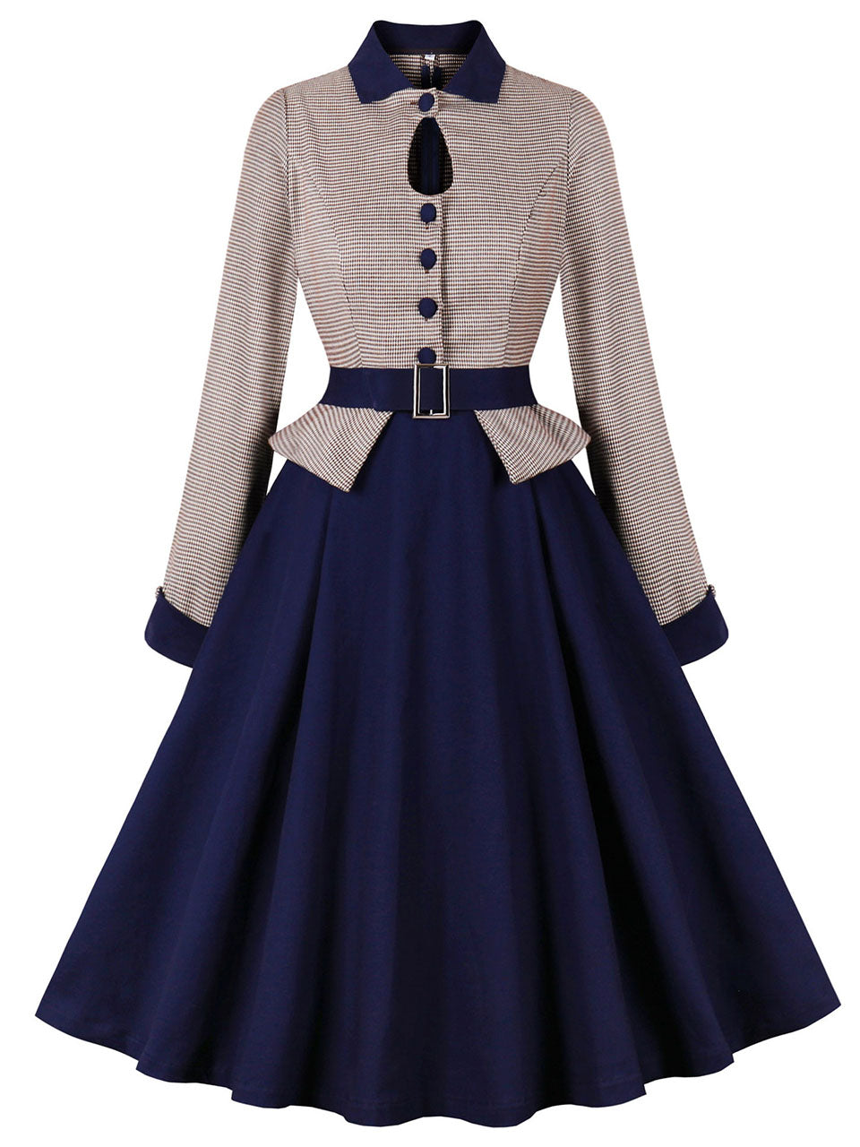 princess polly baby blue dress The Roma Spread Collar Check Dress Shirt in Light Blue Houndstooth main image 1