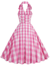Load image into Gallery viewer, Pink And White Plaid Halter Barbie Same Style 1950S Vintage Dress