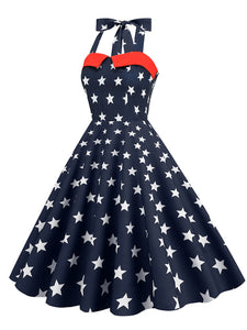 American Flag Stars Stripes Halter 1950S Vintage Dress