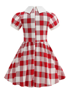Kids Little Girls' Dress Plaid 1950S Vintage Dress With Pockets