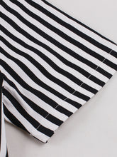 Load image into Gallery viewer, Black Peter Pan Collar Stripe 1950s Vintage Swing Dress With Pocket