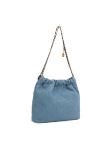 1950S Sweet Denim Rose Chain Bucket Bag Vintage Handbag