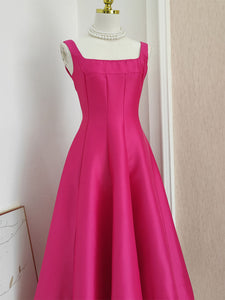 Rose Satin Sleeveless Classic 1950S Vintage Sweet Party Dress