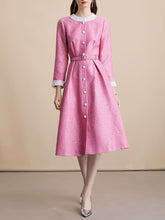 Load image into Gallery viewer, Pink Sequins Long Sleeve Classic 1950S Vintage Dress Coat With Belt