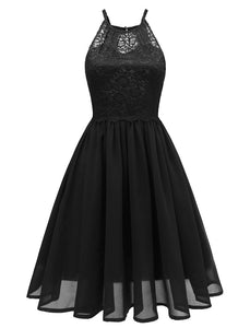 Lace Round Collar Backless 50s 60s Vintage Party Dress