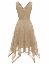 Load image into Gallery viewer, Autumn Lace V Neck Sleeveless Irregular Hem 50s Party Dress