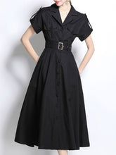 Load image into Gallery viewer, 1940S Lapel Shirt Cotton Dress with Pockets