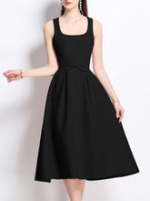Load image into Gallery viewer, Pink Satin U Neck Sleeveless Bow 1950S Vintage Sweet Party Dress