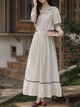 Load image into Gallery viewer, White Sailor Style Top and Skirt Set 2 Piece Matching Outfit for Women