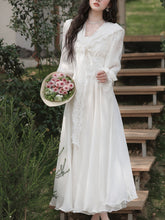 Load image into Gallery viewer, White Lace V-Neck Hooded Boho Bridal Gown Wedding Vintage Dress