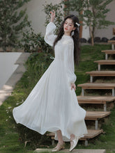 Load image into Gallery viewer, Vintage White Lace Fringe Flowing Boho Wedding Maxi Dress