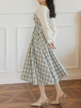 Load image into Gallery viewer, Plaid Crew Neck Long Sleeve Lace Vintage Victorian Swing Dress