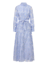 Load image into Gallery viewer, Women's 1970s Orange Lace Mandarin Collar Maxi Dress