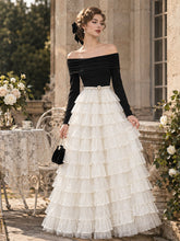Load image into Gallery viewer, Audrey Hepburn Style Off-Shoulder Tiered Lace Dress