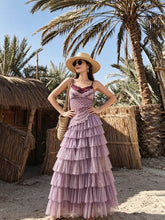 Load image into Gallery viewer, Purple Bohemian Polka Dots Camisole Top and Maxi Skirt Set