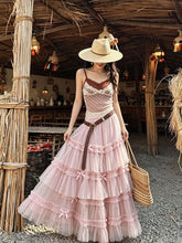 Load image into Gallery viewer, Pink Bohemian Polka Dots Camisole Top and Maxi Skirt Set