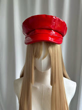 Load image into Gallery viewer, Red Patent Leather Biker Hat