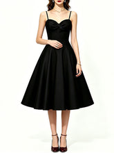 Load image into Gallery viewer, Women's Red Satin A-Line Sweetheart Neckline Spaghetti Strap Prom &amp; Cocktail Party Dress