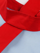 Load image into Gallery viewer, Sky Blue Vintage Dress with a Red Scarf Collar